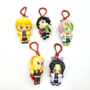 Lot of 5 Demon Slayer Figurine Keychain Figure Hangers Bling Bag Clip